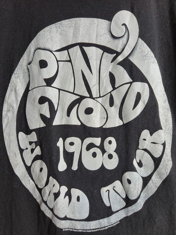 T-shirt Pink Floyd World Tour 1968 Vintage Noir Rock Coton S
