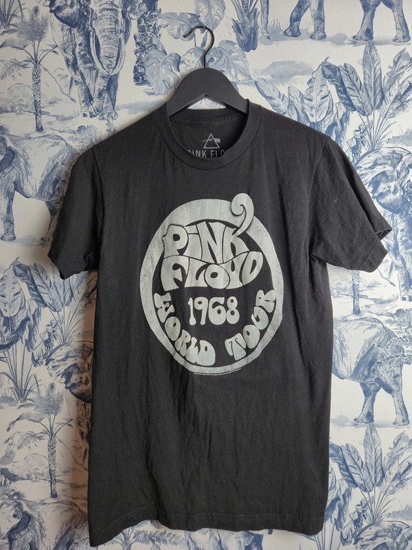 T-shirt Pink Floyd World Tour 1968 Vintage Noir Rock Coton S