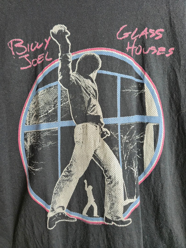 T-shirt Billy Joel Glass Houses Rock Musique Vintage Noir Taille S