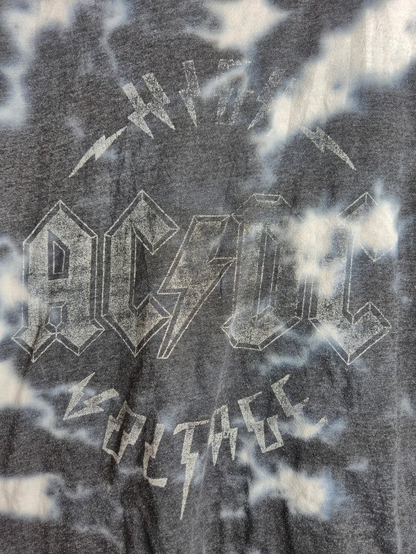 T-shirt Ac/dc Tie Dye Gris Rock Vintage Taille M Mixte