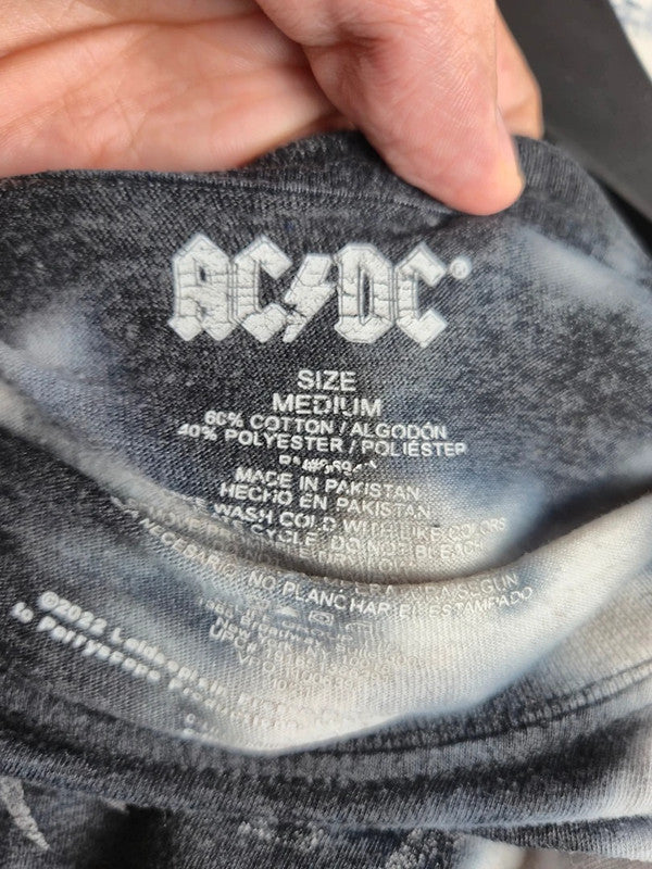 T-shirt Ac/dc Tie Dye Gris Rock Vintage Taille M Mixte