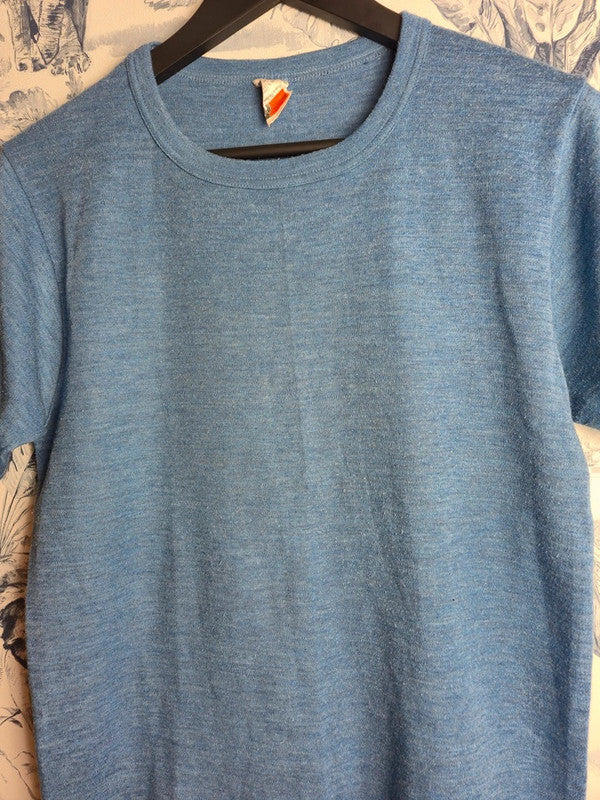 T-shirt Vintage 70's Noki Rhovylon Bleu Thermique Fabriqué en France Taille S