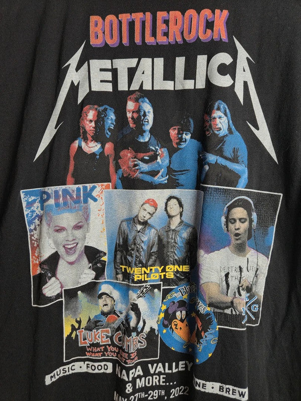 T-shirt Bottlerock Metallica Festival 2022 Gildan Rock Vintage Noir L