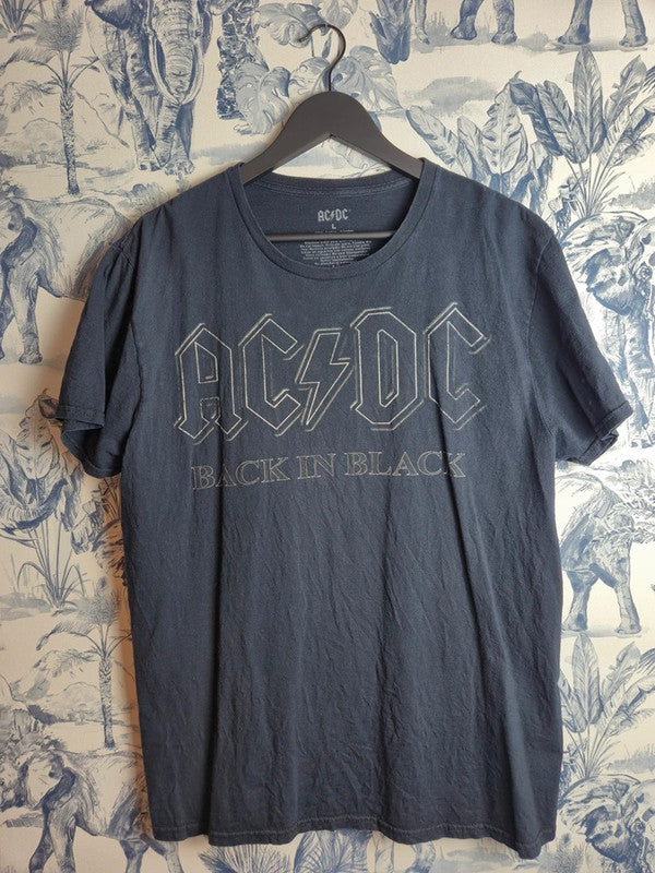 T-shirt Ac/dc Back in Black Rock Vintage Coton Noir Taille L