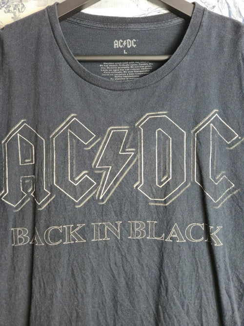 T-shirt Ac/dc Back in Black Rock Vintage Coton Noir Taille L