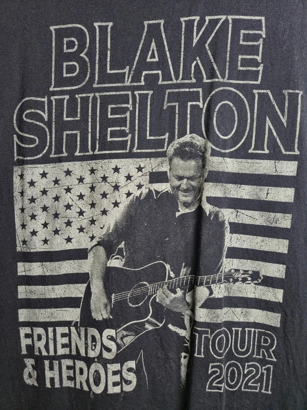 T-shirt Noir Blake Shelton Friends & Heroes Tour 2021 Concert Taille L
