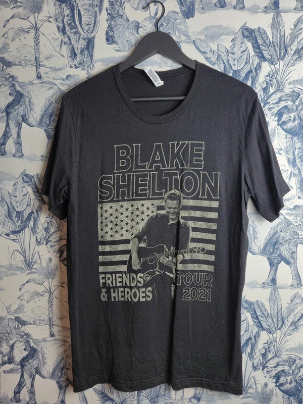 T-shirt Noir Blake Shelton Friends & Heroes Tour 2021 Concert Taille L