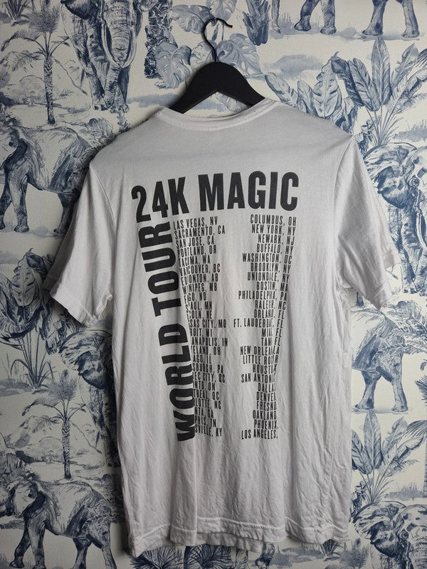T-shirt Blanc Bruno Mars 24k Magic World Tour Concert Musique Taille L Homme Femme