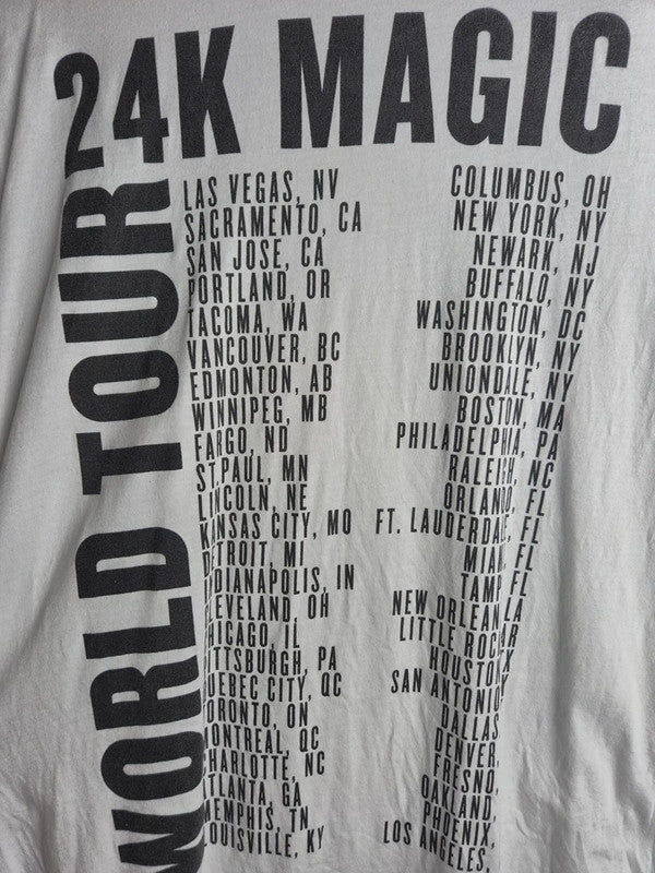T-shirt Blanc Bruno Mars 24k Magic World Tour Concert Musique Taille L Homme Femme