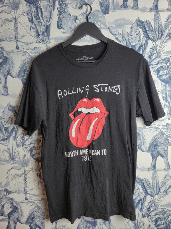 T-shirt Rolling Stones North American Tour 1975 Noir Taille M Rock Vintage