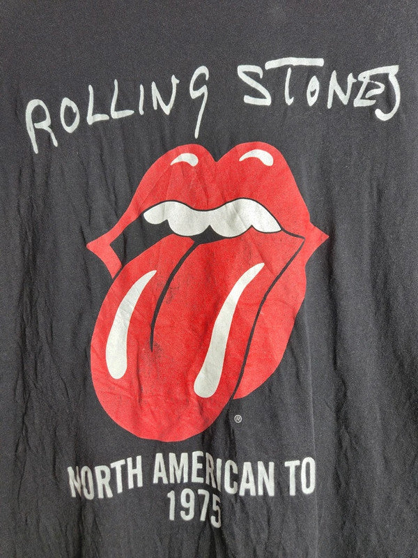 T-shirt Rolling Stones North American Tour 1975 Noir Taille M Rock Vintage