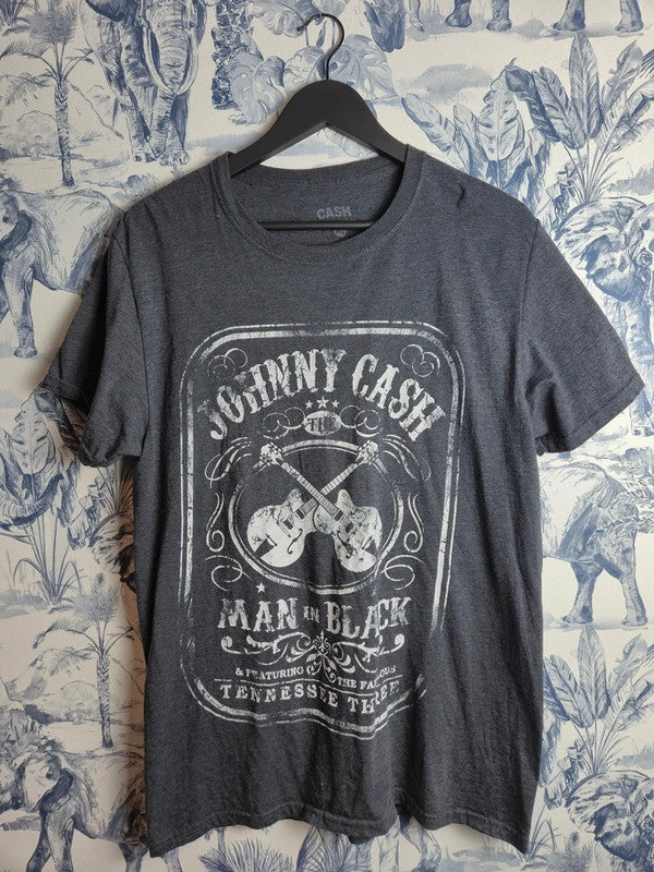 T-shirt Johnny Cash Rock Gris Vintage Taille M Mixte