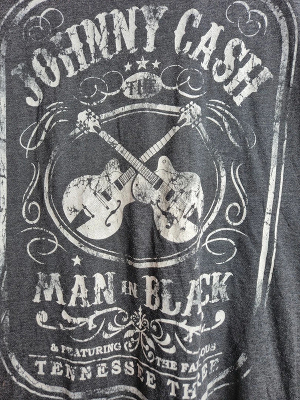 T-shirt Johnny Cash Rock Gris Vintage Taille M Mixte