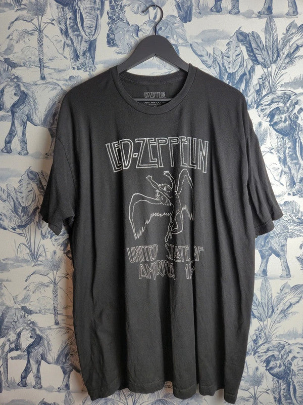 T-shirt Led Zeppelin Rock Vintage Noir Xxl Usa 1977 Coupe Large