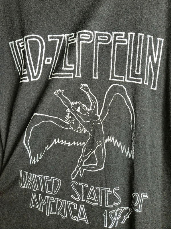 T-shirt Led Zeppelin Rock Vintage Noir Xxl Usa 1977 Coupe Large