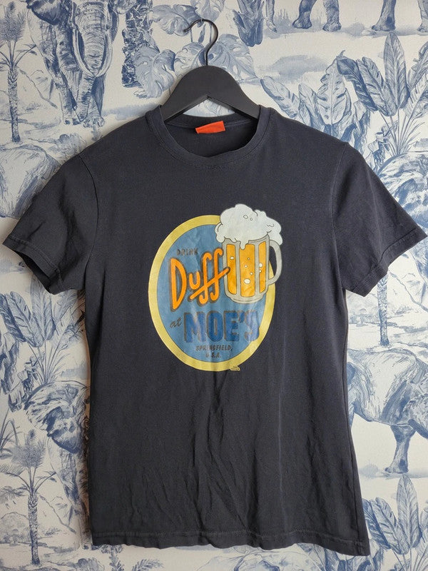 T-shirt noir The Simpsons Duff Beer Moe's vintage coton taille S