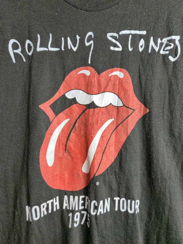 T-shirt Rolling Stones Tour 1975 Vintage Noir Taille L