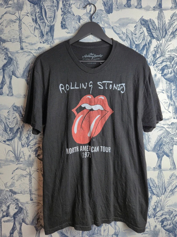 T-shirt Rolling Stones Tour 1975 Vintage Noir Taille L