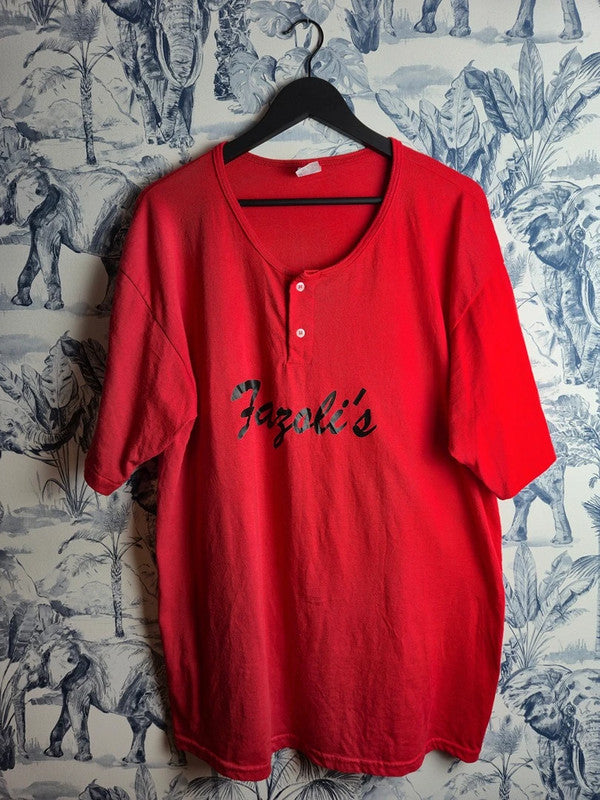 T-shirt Henley Vintage single stich Augusta Sportswear Rouge Xl