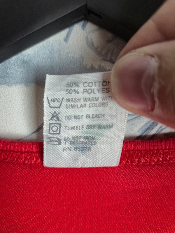 T-shirt Henley Vintage single stich Augusta Sportswear Rouge Xl