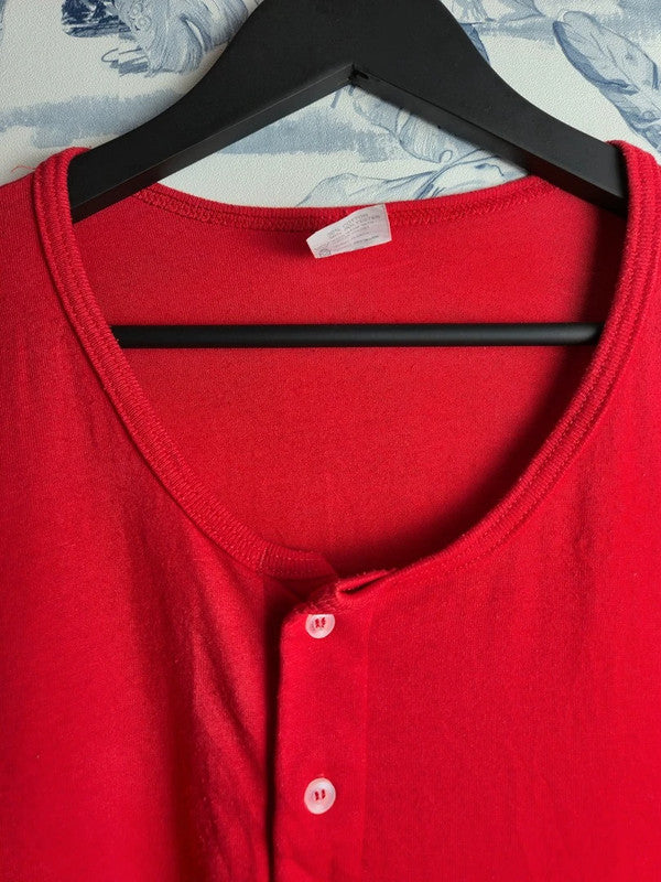T-shirt Henley Vintage single stich Augusta Sportswear Rouge Xl