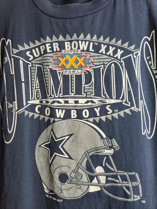 T-shirt Vintage Logo 7 Dallas Cowboys Super Bowl Xxx 1995 Bleu Marine Taille L