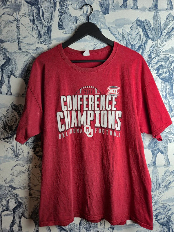 T-shirt Hanes Oklahoma Football Conference Champions 2017 Rouge Sport Xl