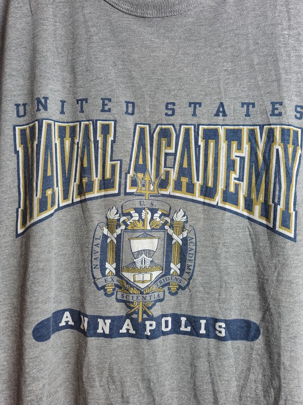 T-shirt Vintage Russell Athletic Naval Academy Gris Us College Taille L