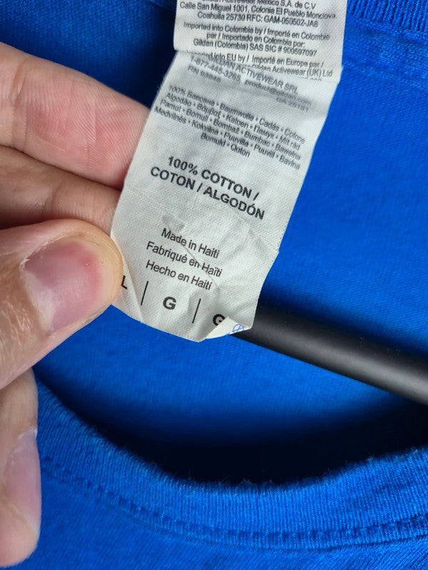 T-shirt Gildan Graphic Basketball Vintage Bleu Streetwear Taille L