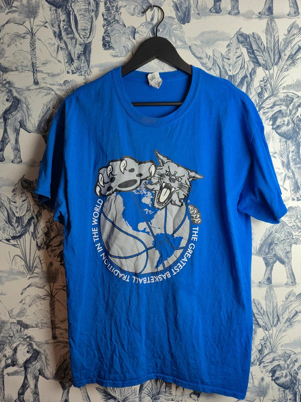 T-shirt Gildan Graphic Basketball Vintage Bleu Streetwear Taille L
