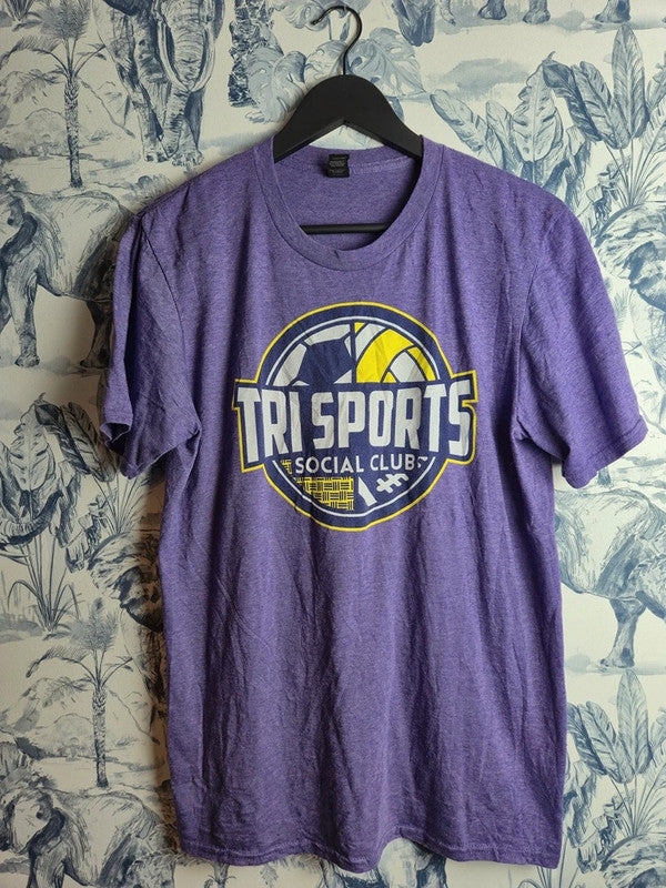T-shirt Anvil by Gildan violet chiné Tri Sports Social Club taille M sport