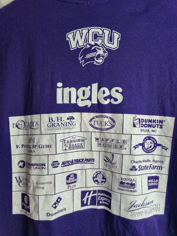 T-shirt Gildan violet vintage Wcu Western Carolina University coton M
