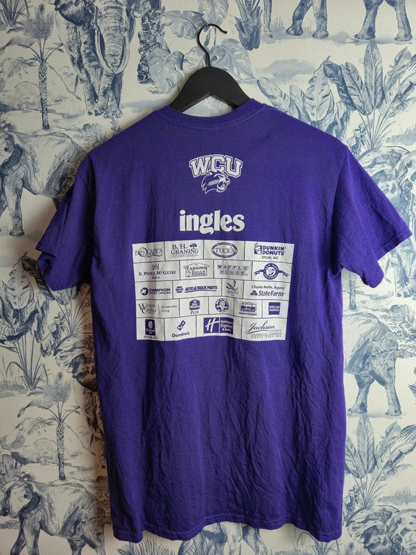 T-shirt Gildan violet vintage Wcu Western Carolina University coton M