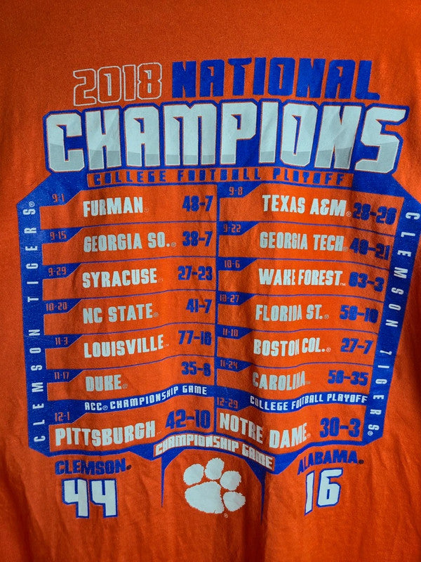 T-shirt Orange Hanes Clemson Tigers 2018 National Champions Vintage Sport Xxl