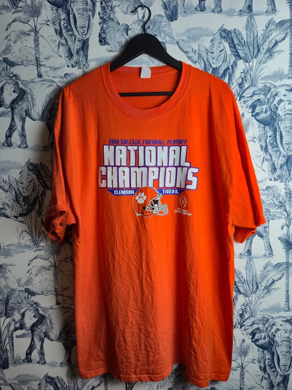 T-shirt Orange Hanes Clemson Tigers 2018 National Champions Vintage Sport Xxl
