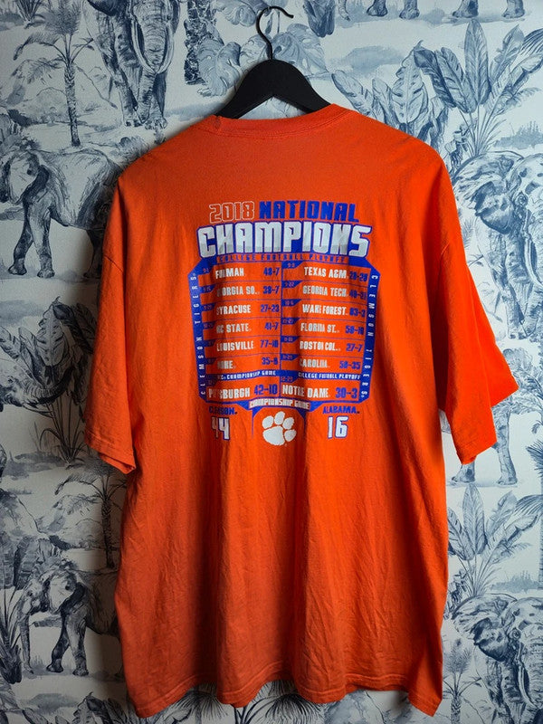 T-shirt Orange Hanes Clemson Tigers 2018 National Champions Vintage Sport Xxl
