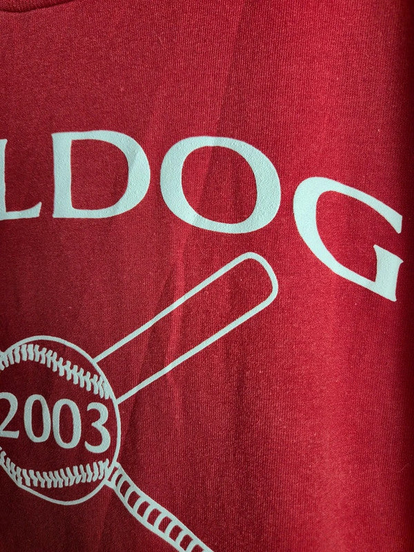 T-shirt Vintage Jerzees Bulldog Baseball 2003 Rouge Sport Taille M