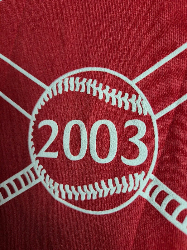 T-shirt Vintage Jerzees Bulldog Baseball 2003 Rouge Sport Taille M