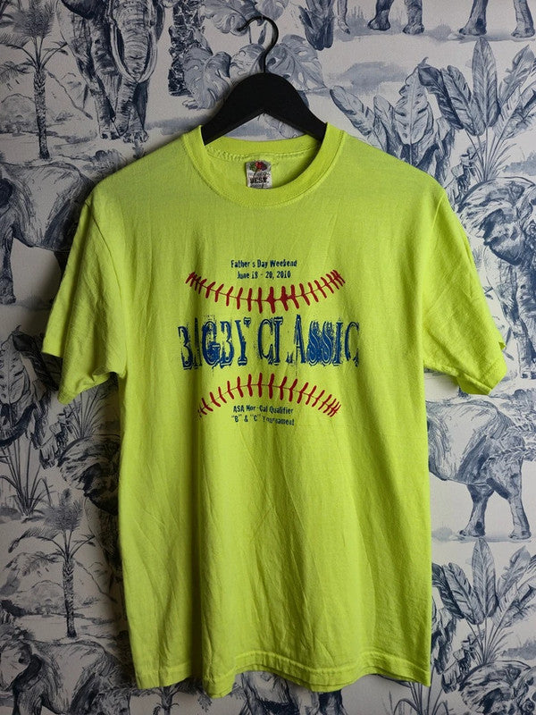 T-shirt Fruit of the Loom Vintage Jaune Néon Bagby Classic M
