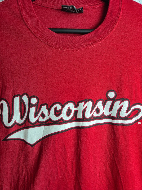 T-shirt Vintage Steve & Barry's Wisconsin Rouge Sport Taille L