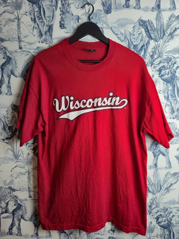 T-shirt Vintage Steve & Barry's Wisconsin Rouge Sport Taille L