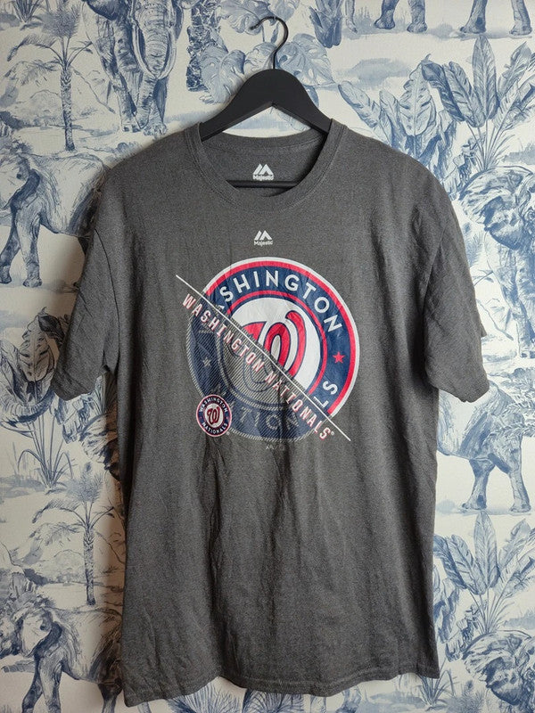 T-shirt Majestic Mlb Washington Nationals gris sport coton L
