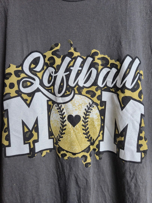 T-shirt Hanes gris imprimé Softball Mom léopard taille Xl