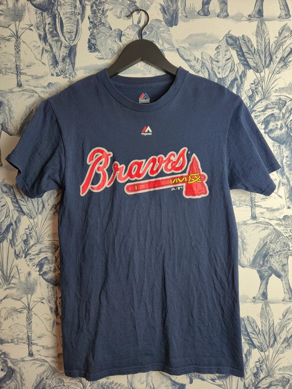 T-shirt Majestic Mlb Atlanta Braves Francoeur 18 Bleu Marine S