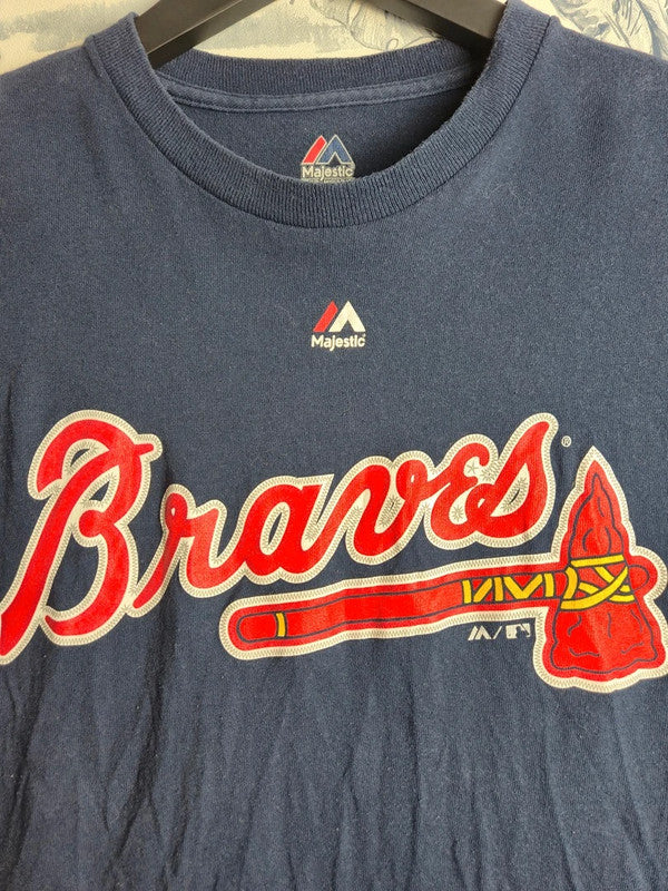 T-shirt Majestic Mlb Atlanta Braves Francoeur 18 Bleu Marine S