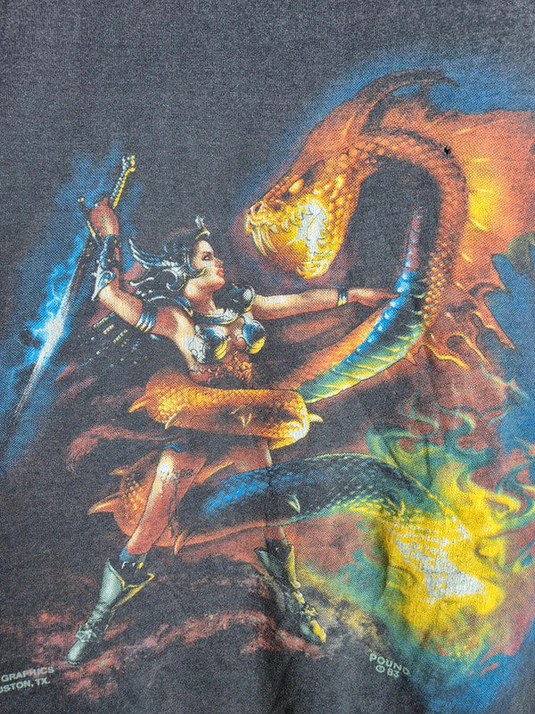 Débardeur Vintage 1983 Screen Stars Graphic Dragon Fantasy Gris Xl
