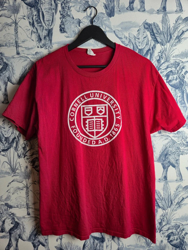 T-shirt Hanes Cornell University Vintage Rouge Taille L Unisexe Staff Reunion