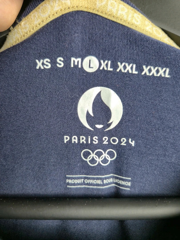 T-shirt Officiel Paris 2024 Mixte Bleu Taille L Sport Coton