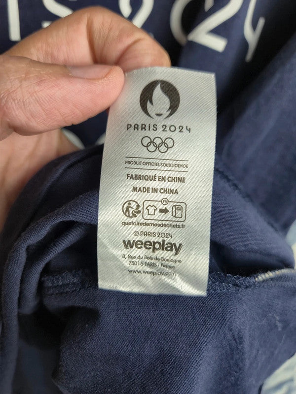 T-shirt Officiel Paris 2024 Mixte Bleu Taille L Sport Coton
