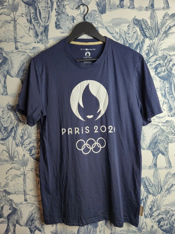 T-shirt Officiel Paris 2024 Mixte Bleu Taille L Sport Coton